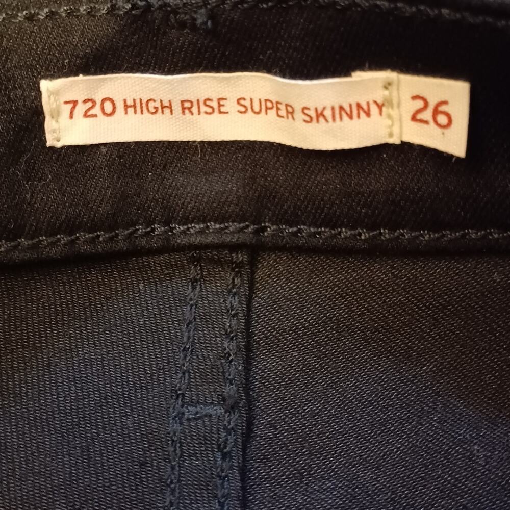 LEVI 720 High-Rise Super Skinny Black Stretch Jeans. Size 26 - Picture 8 of 10